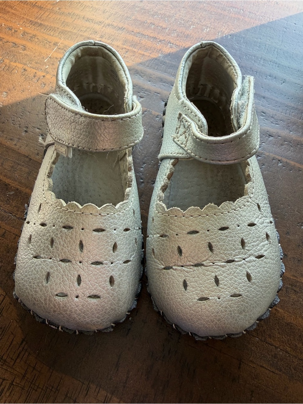 pediped Cream Mary Jane Baby Walker Shoes